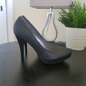 Guess black glittery heels